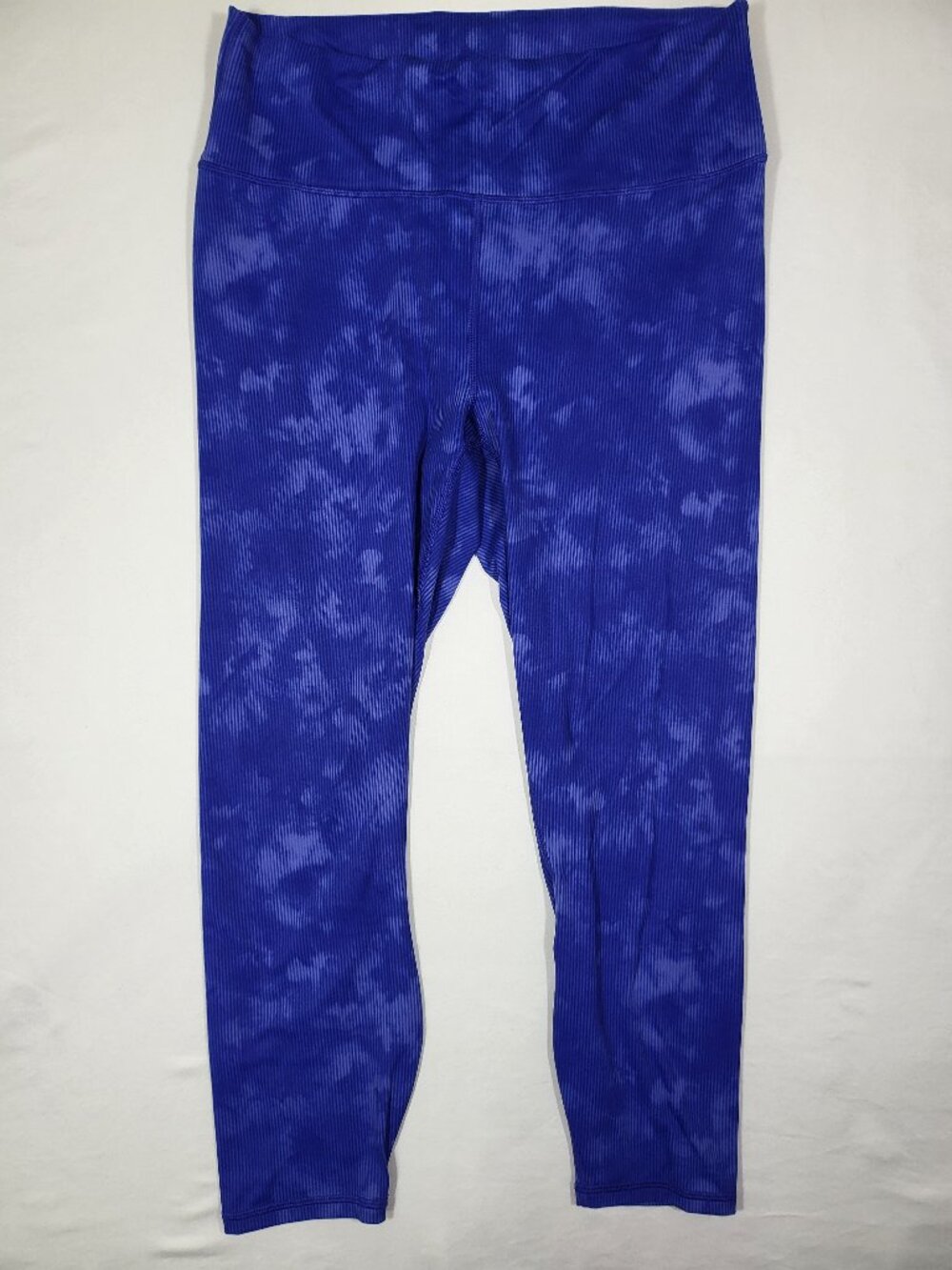 Fabletics PowerHold High Waisted Blue Tie Dye Ribbed Leggings XL